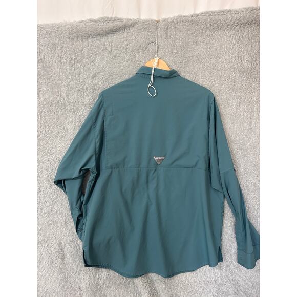 Columbia PFG Omni-Shade Vented Fishing Shirt Men’s Large Teal Long Sleeve - Picture 7 of 15